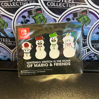Nintendo Switch- “Mario and Friends” Snowmen Holiday Gamestop Exclusive Promo Pin Set (New)