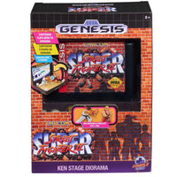 Sega Genesis “Super Street Fighter II” Cartridge and Ken Stage Diorama Display w/ Figures (New)
