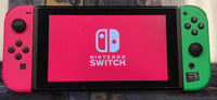 NINTENDO SWITCH CONSOLE - MODEL 2 W/ GREEN & PINK JOYCONS