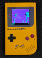 NINTENDO GAMEBOY DMG CONSOLE - YELLOW MODDED W/ BACKLIT IPS SCREEN