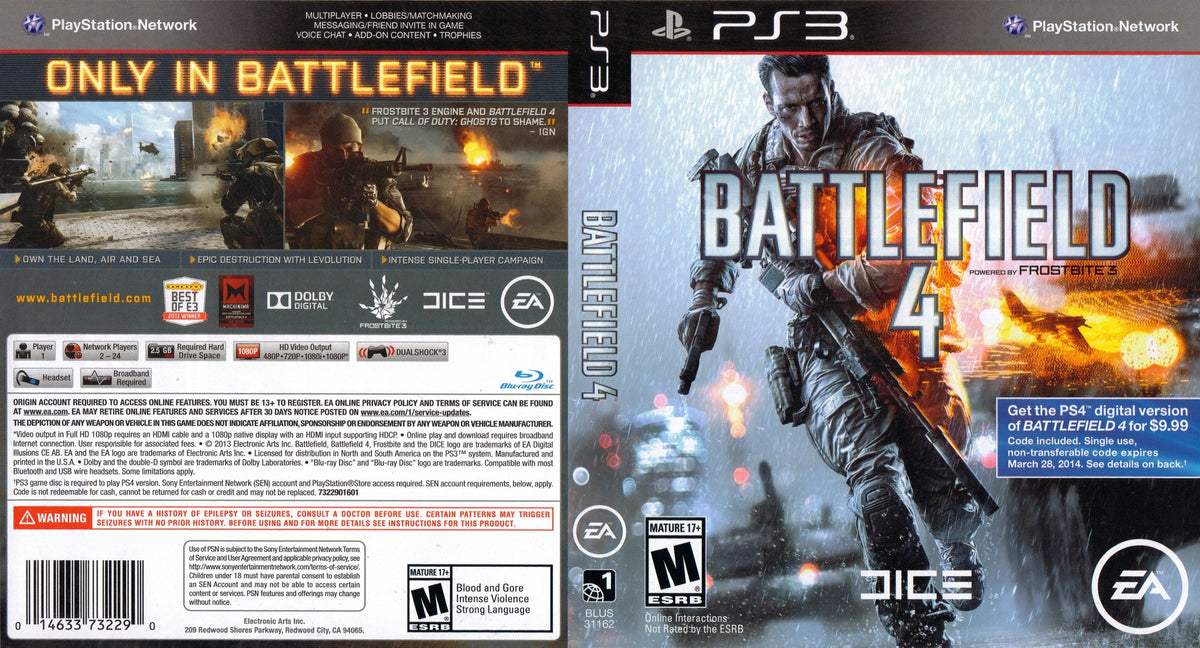 Battlefield 4 - Sony PlayStation 3 PS3 - Empty Custom Replacement