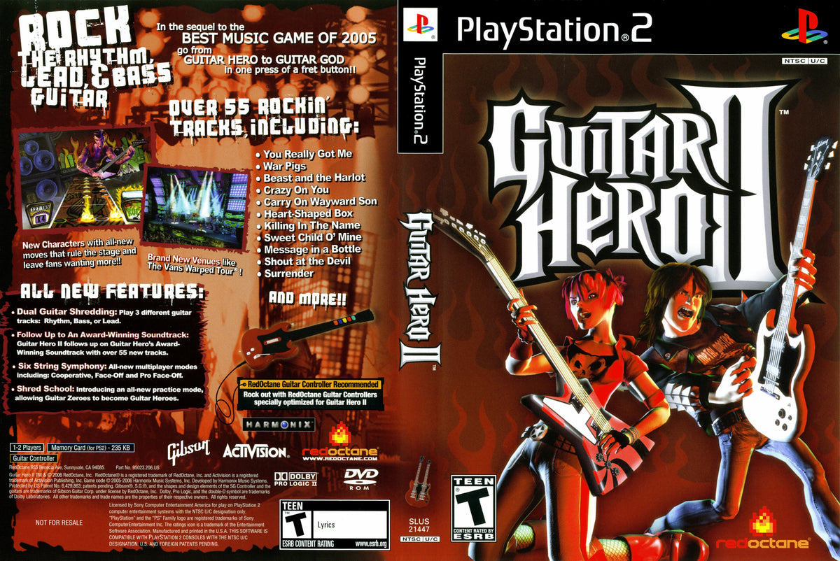 PS2 Guitar Hero with 2 guitar hero discount games