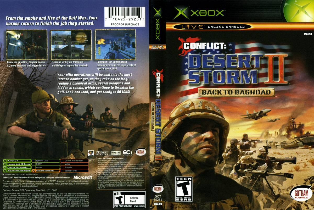 XBOX Conflict Desert Storm II Back To Baghdad CIB