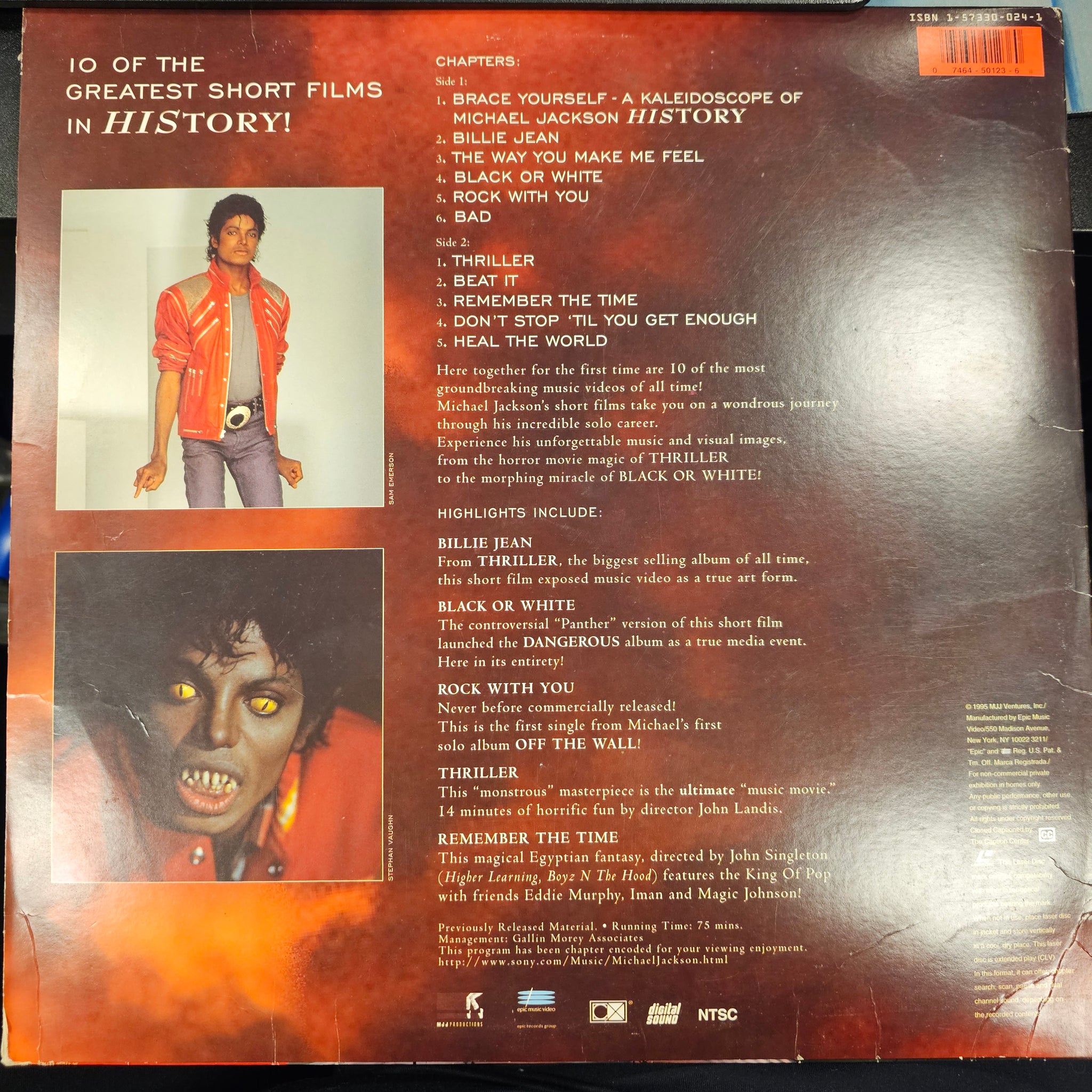 LASERDISC Michael Jackson Video Greatest Hits HIStory Steel
