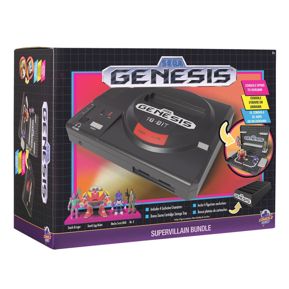 Console Heroes Sega Genesis Supervillain Boss Bundle Playset with Cartridge Storage Tray