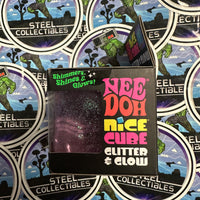 Needoh- 100% Authentic Needoh “Nice Cube Glitter & Glow” Purple Glitter Nice Cube (Super Solid Squish!) Glow-In-The-Dark Stress Relief/Fidget Toy [New/Factory Sealed]
