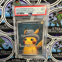 Pokemon TCG- 2023 “Pokémon: SVP EN” Pikachu/Grey Felt Hat (#085) Pokemon X Van Gogh PSA Graded Single Card [MINT 9]
