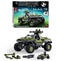 Hot Wheels- Mattel Brick Shop “Halo” Celebrating 25 Years UNSC M12 Warthog Building Set Toy w/ Metal Parts & Exclusive Car [New/Sealed]
