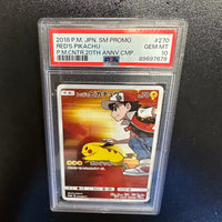 Pokémon TCG- Red's Pikachu (#270/SM-P Japanese Promo) PSA Gem Mint 10 Graded Card
