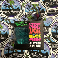 Needoh- 100% Authentic Needoh “Nice Cube Glitter & Glow” Blue Glitter Nice Cube (Super Solid Squish!) Glow-In-The-Dark Stress Relief/Fidget Toy [New/Factory Sealed]
