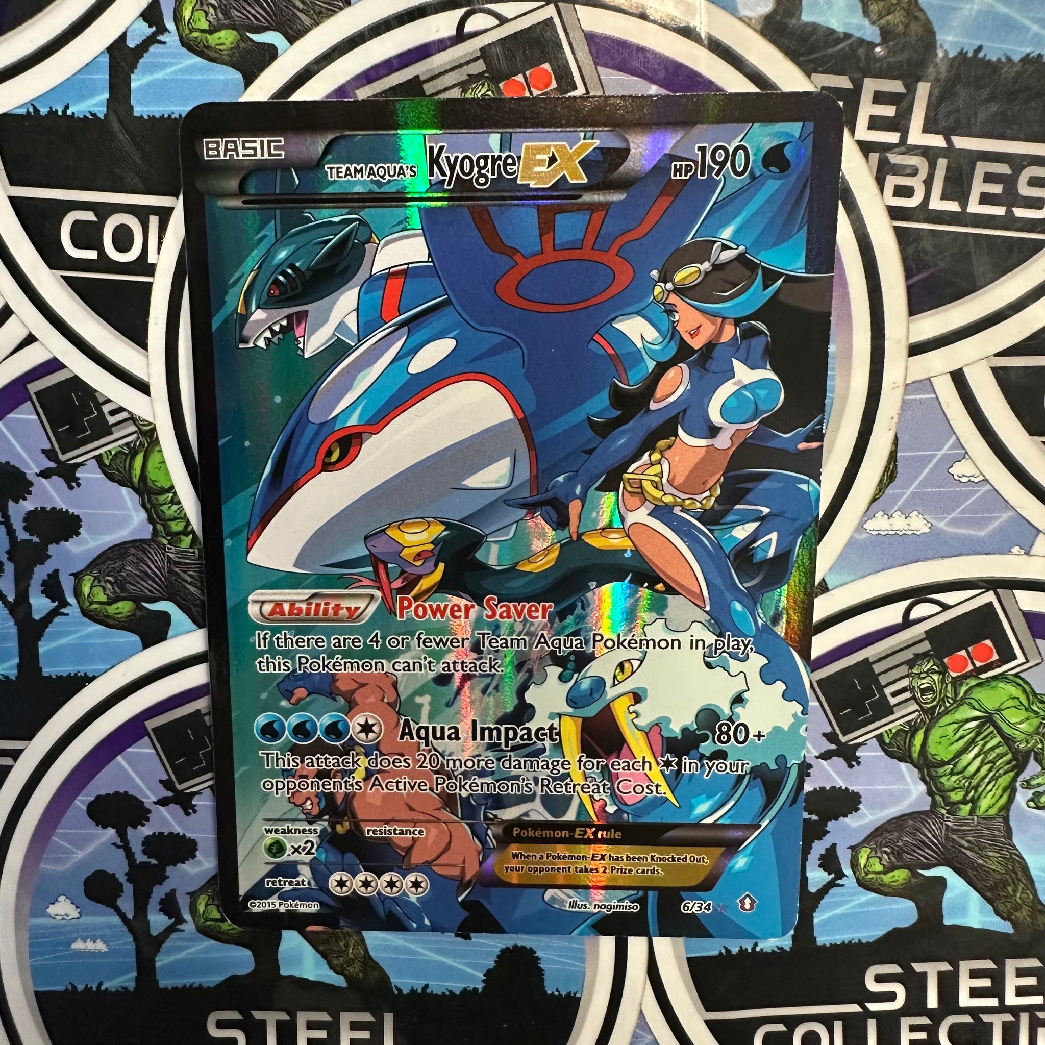 Pokemon TCG- “Double Crisis (DCR)” Team Aqua's Kyogre EX Lightly Playe