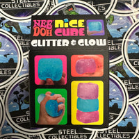 Needoh- 100% Authentic Needoh “Nice Cube Glitter & Glow” Pink Glitter Nice Cube (Super Solid Squish!) Glow-In-The-Dark Stress Relief/Fidget Toy [New/Factory Sealed]

