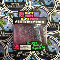 Needoh- 100% Authentic Needoh “Nice Cube Glitter & Glow” Purple Glitter Nice Cube (Super Solid Squish!) Glow-In-The-Dark Stress Relief/Fidget Toy [New/Factory Sealed]
