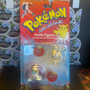 Hasbro- 1999 “Pokémon Battle Figures w/ Poké Ball and Battle Disc” Jolteon #135 and Vaporeon #134 Figure (New)