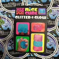 Needoh- 100% Authentic Needoh “Nice Cube Glitter & Glow” Purple Glitter Nice Cube (Super Solid Squish!) Glow-In-The-Dark Stress Relief/Fidget Toy [New/Factory Sealed]
