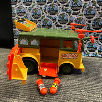 TMNT- 1989 Playmates “Teenage Mutant Ninja Turtles” Party Wagon Van/Bus w/ Acessorries (Read Description!)
