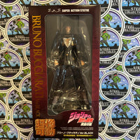 Medicos- “JoJo’s Bizarre Adventure” Bruno Bucciarati (Black Ver.) S.A.S Super Action Statue Poseable Action Figure (w/ New/Sealed Bonus!) [CIB]
