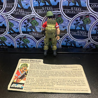 G.I. Joe- Vintage 1985 Missile Specialist Bazooka (V1) 3.75" Poseable Action Figure
