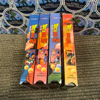 VHS- 2002 “DRAGON BALL Z: KID BUU SAGA” (THE PRICE OF VICTORY, VEGETA’S PLEA, SAIYAN PRIDE, REGRESSION) EDITED VERSION ENGLISH DUBBED ANIME VHS TAPE [SET OF 4]
