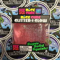 Needoh- 100% Authentic Needoh “Nice Cube Glitter & Glow” Pink Glitter Nice Cube (Super Solid Squish!) Glow-In-The-Dark Stress Relief/Fidget Toy [New/Factory Sealed]

