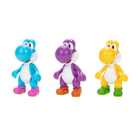 Nintendo- “Super Mario” Yellow, Purple, & Light-Blue Yoshi (3-Pack) Poseable Action Figures [New/Sealed]
