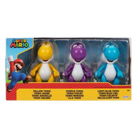 Nintendo- “Super Mario” Yellow, Purple, & Light-Blue Yoshi (3-Pack) Poseable Action Figures [New/Sealed]
