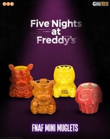Geeki Tikis- FNAF “Five Nights At Freddy’s” Freddy, Foxy, Chica, & Mr. Cupcake Hand Painted Ceramic Mini Muglets (4-Pack) [New/Sealed]

