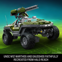 Hot Wheels- Mattel Brick Shop “Halo” Celebrating 25 Years UNSC M12 Warthog Building Set Toy w/ Metal Parts & Exclusive Car [New/Sealed]
