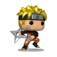 Funko POP!- “Naruto: Shippuden” Naruto Uzumaki w/ Kunai and Shuriken #1843 (Metallic Chase)
