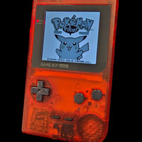 NINTENDO GAMEBOY POCKET CONSOLE - RED TRANSLUCENT (FUNNYPLAYING BACKLIT SCREEN)