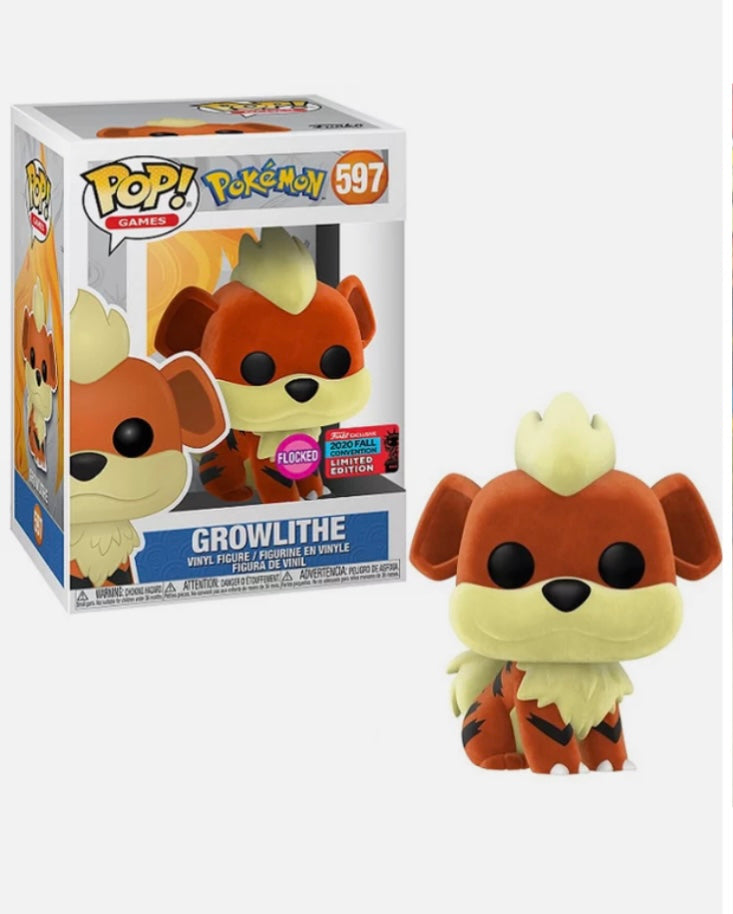 Funko Pop on sale Pokémon Flocked Growlithe 2020 NYCC Official #597