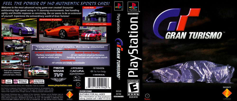 PLAYSTATION - Gran Turismo [W/ MANUAL, NO REFERENCE GUIDE]