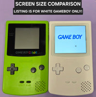 NINTENDO GAMEBOY COLOR CONSOLE - MODDED WITH FUNNY PLAYING IPS LARGE SCREEN AND USB-C CHARGING PORT - WHITE
