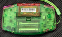 NINTENDO GAMEBOY ADVANCE CONSOLE - BACKLIT IPS SCREEN (TRANSLUCENT GREEN W/ METALLIC PURPLE BUTTONS)

