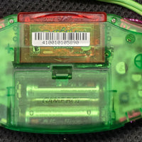 NINTENDO GAMEBOY ADVANCE CONSOLE - BACKLIT IPS SCREEN (TRANSLUCENT GREEN W/ METALLIC PURPLE BUTTONS)