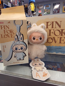 OFFICIAL/AUTHENTIC LABUBU BY POPMART PIN FOR LOVE - LETTER "A" (1 OPENED BOX, 1 CARD, 1 LABUBU)