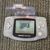 NINTENDO GAMEBOY ADVANCE (GBA) CONSOLE - GLACIER WITH LIGHT COVER *AMAZING CONDITION*
