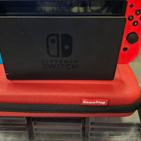 NINTENDO SWITCH CONSOLE (MODEL 2) W/ RED & BLUE JOYCONS & RED CASE