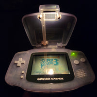 NINTENDO GAMEBOY ADVANCE (GBA) CONSOLE - GLACIER WITH LIGHT COVER *AMAZING CONDITION*
