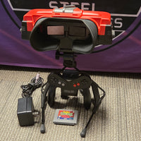 Nintendo Virtual Boy Console Complete In Blockbuster Rental Case {Permanent Ribbon Cable Solder Fixed! Works Great!} w/ Mario Tennis
