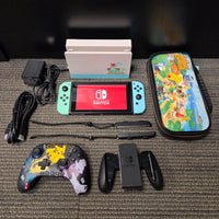 NINTENDO SWITCH CONSOLE - ANIMAL CROSSING LIMITED EDITION [MODEL 2 (HAC-001-01)] W/ CASE AND POKEMON CONTROLLER *INCLUDES 256GB MICRO SD*
