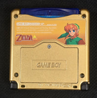 NINTENDO GBA SP CONSOLE IPS MODDED - GOLD ZELDA MAJORA'S MASK
