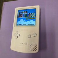 NINTENDO GAMEBOY COLOR CONSOLE - MODDED WITH FUNNY PLAYING IPS LARGE SCREEN AND USB-C CHARGING PORT - WHITE
