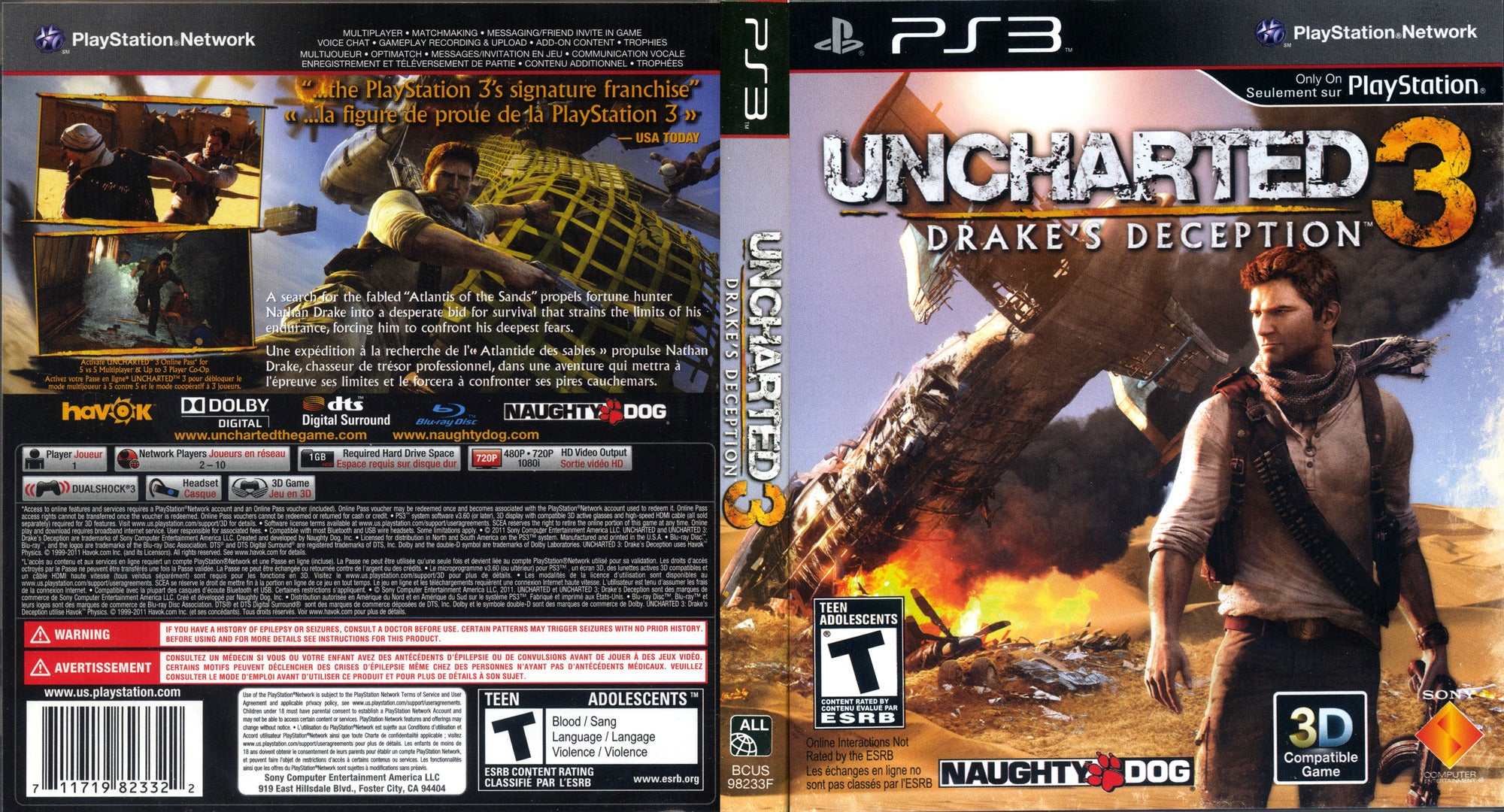 Ps3 - Uncharted 3 Drake's Deception NFR Case Sony PlayStation 3 Comple –  vandalsgaming