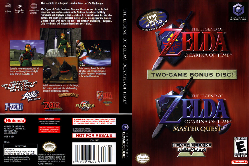 GAMECUBE - THE LEGEND OF ZELDA: OCARINA OF TIME + MASTER QUEST [NO MANUAL]