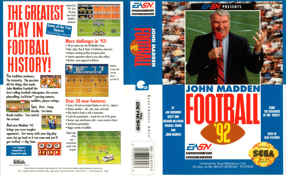 GENESIS - John Madden Football '92 {CIB}