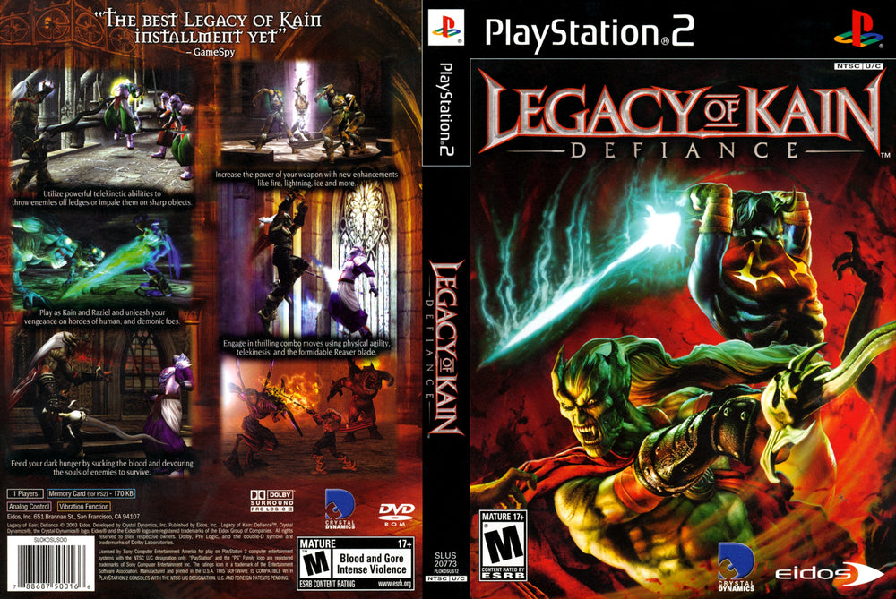 Playstation 2 - Legacy of Kain Defiance [NO MANUAL]