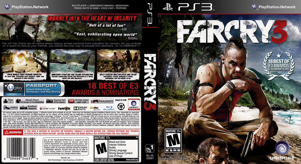 FAR CRY 3 PlayStation 3 w/ Manual Ubisoft Greatest Hits Action FARCRY PS3  8888346319